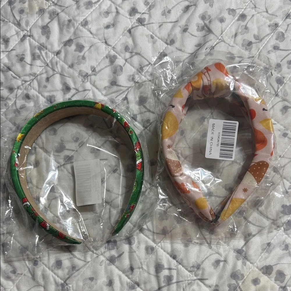 Floral Green and Patterned Headband Set